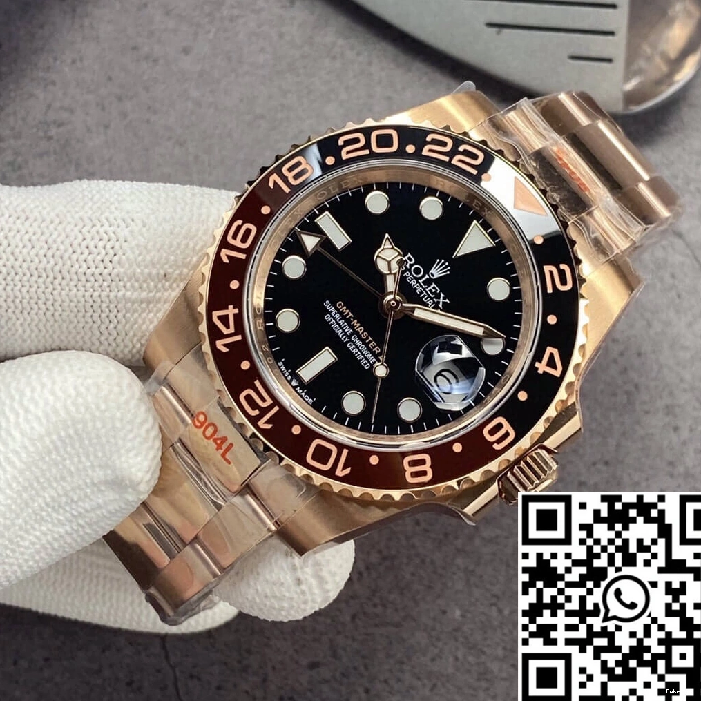 Rose GM 126715CHNR-0001 Master GMT Factory II Gold Dial Rolex Black 0906